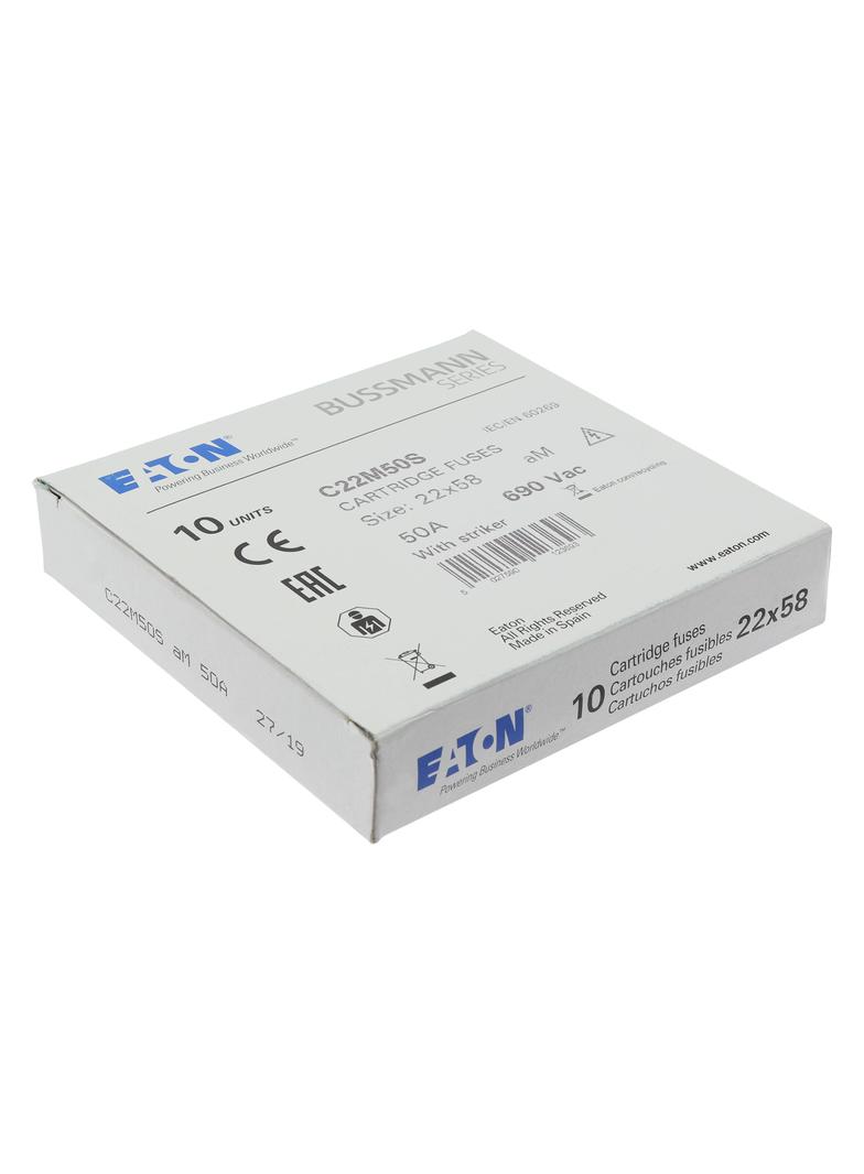 C22M50S Wkładka cylindryczna z wybijakiem 22x58 50A AM 690V AC C22M50S EATON