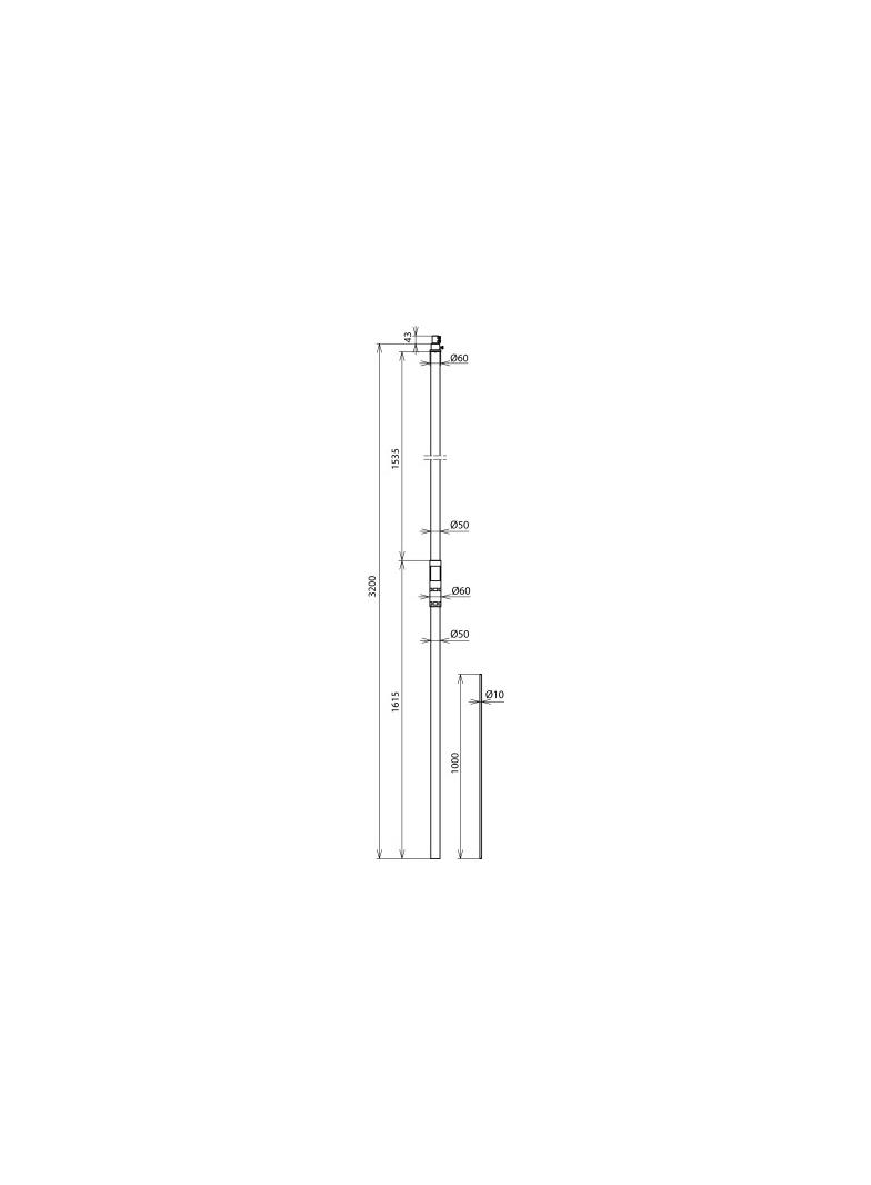 Rura wsporcza do HVI long, fi 50 mm dł. 3200 mm, GFK / Al z iglicą Al fi 10 mm o dł. 1000 mm 105330 DEHN