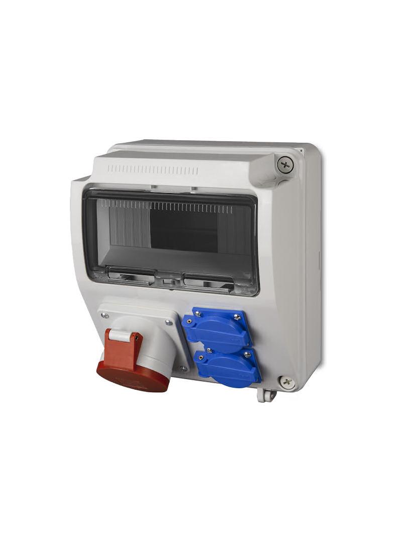 RS 9-mod. 2x2P+Z, 3P+N+Z 32A  IP 44 szara