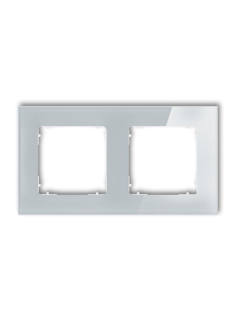 ICON Ramka uniwersalna podwójna kwadratowa - efekt szkła (ramka: szara; spód: biały) szary