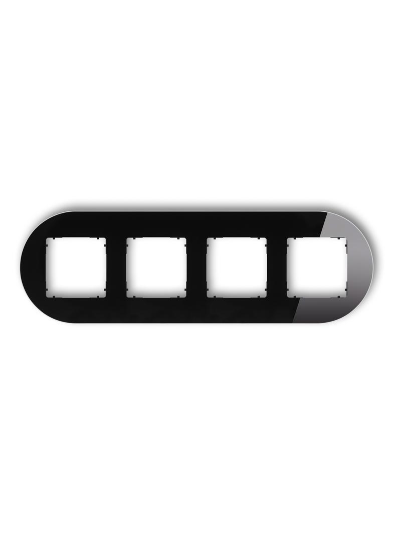 ICON Ramka uniwersalna poczwórna okrągła - efekt szkła (ramka: czarna; spód: czarny) czarny