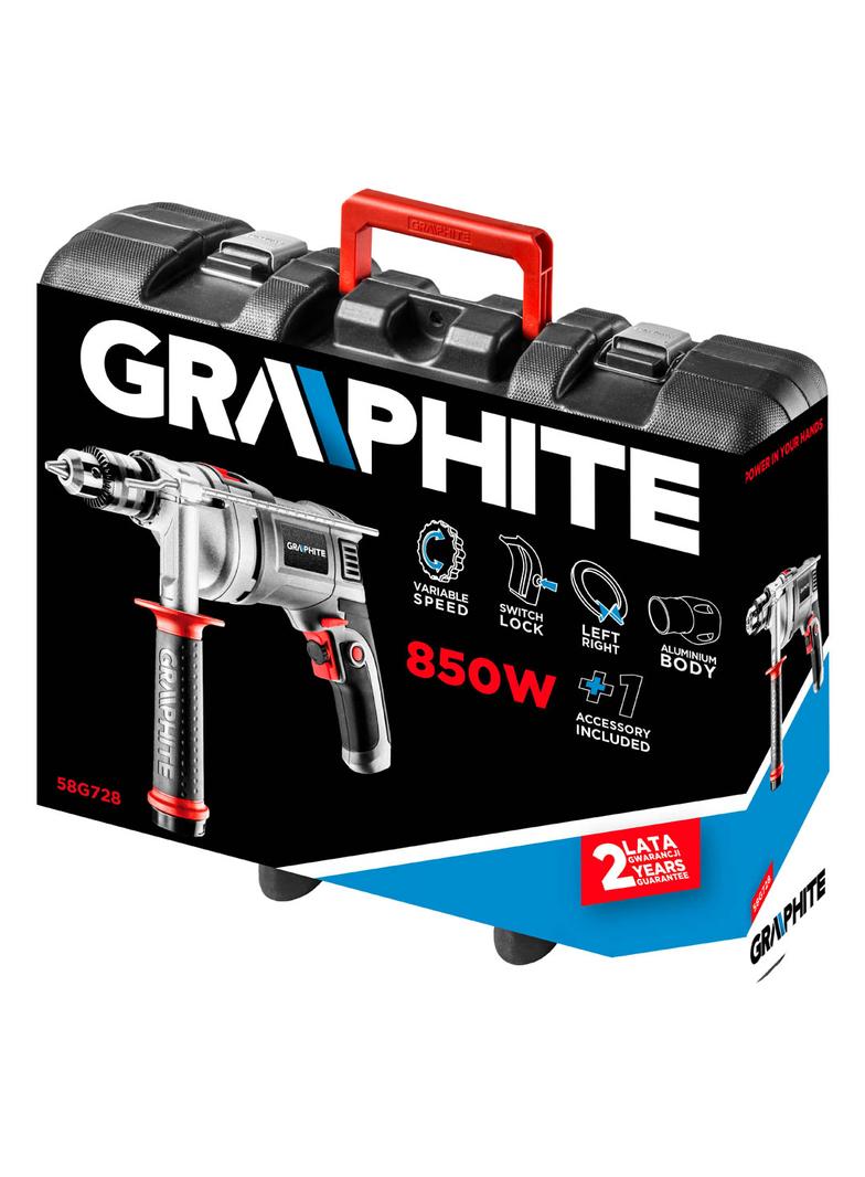 Wiertarka udarowa 850W, uchwyt kluczykowy 13 mm, obroty 0-3000 min?1