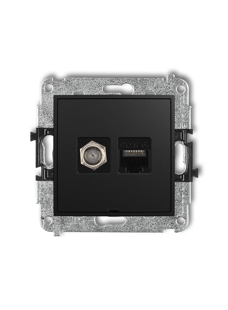 ICON Mechanizm gniazda antenowego poj. typu F (SAT) + gniazda komp. poj. 1xRJ45, kat. 6, 8-stykowy,