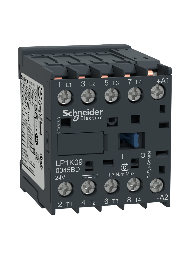 Stycznik mocy, TeSys K, 20A, 4P, 4NO, cewka 24VDC, nóżki lutownicze