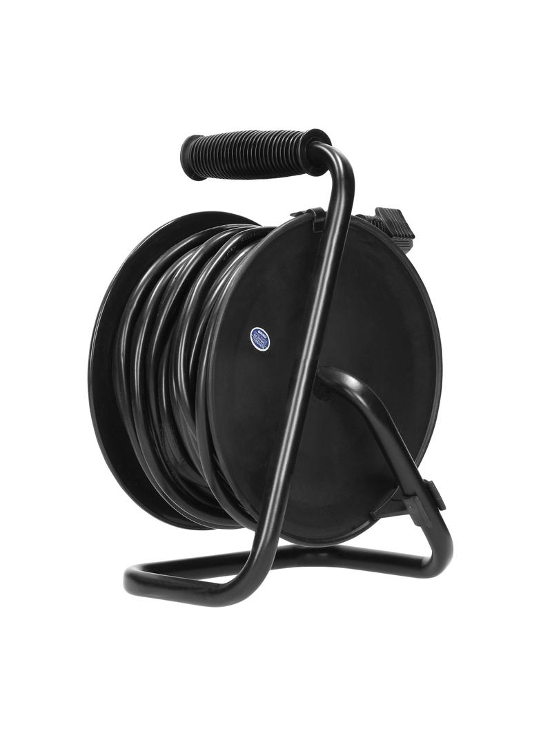 Przedłużacz bębnowy MINI 4 gniazda (Schuko) metalowy stojak polwinit H05VV-F 3x1mm2 - 15m OR-AE-1317