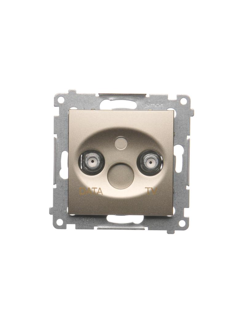 Simon 54 Gniazdo TV-DATA. Dwa porty wyjściowe typu Częstotliwość dla wejścia 5-1000 MHz złoty mat