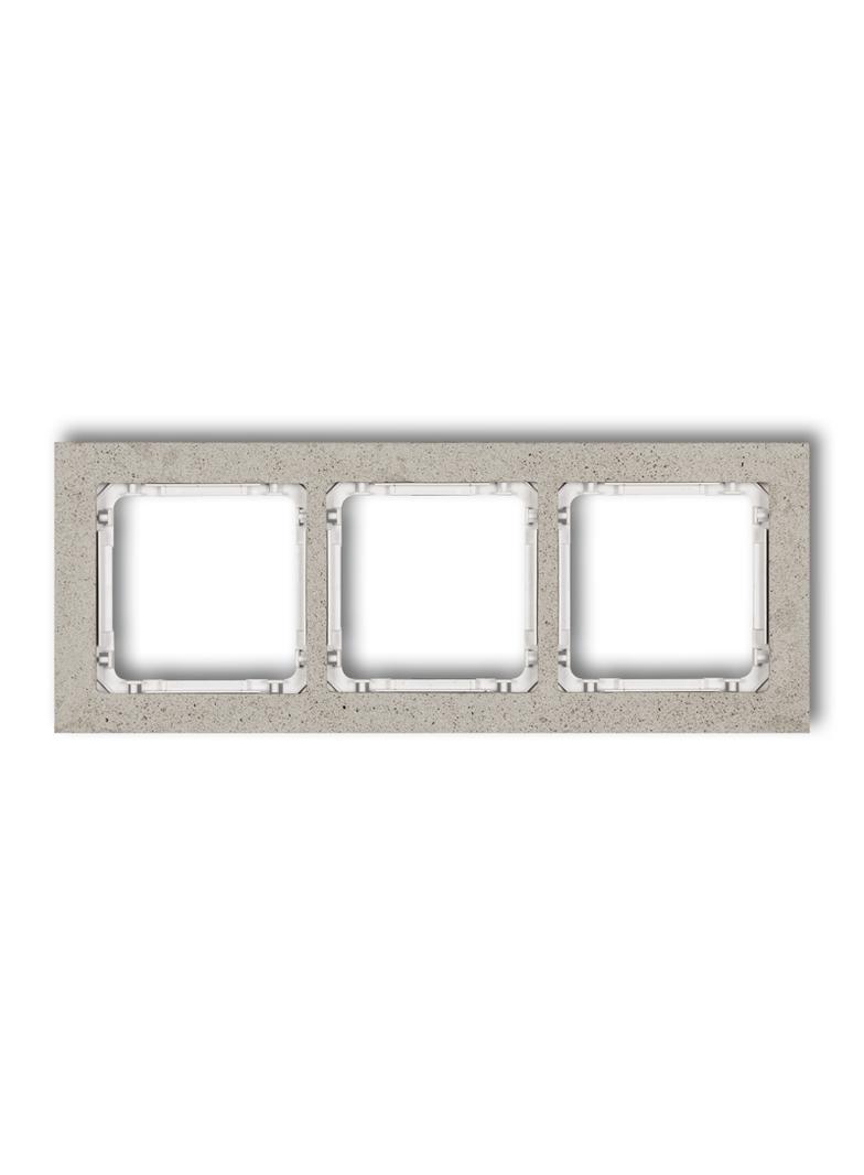 DECO Ramka uniwersalna potrójna - beton (ramka: jasnoszara; spód: biały)