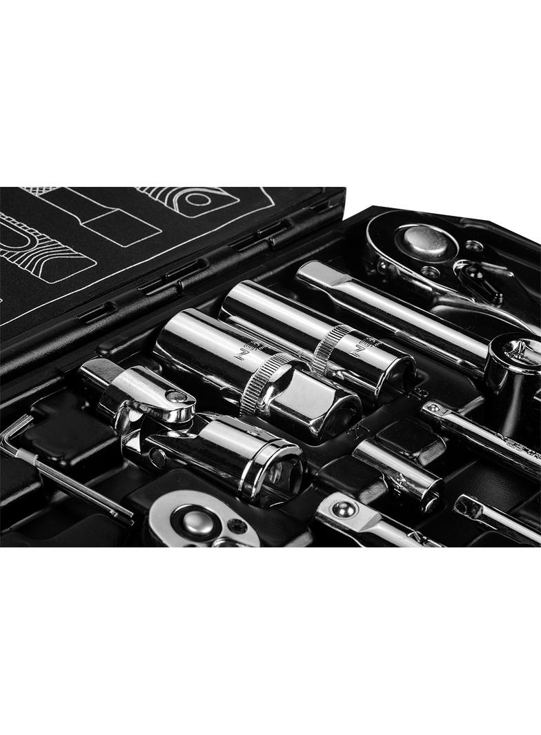 Klucze nasadowe 1/2", 1/4", zestaw 73 szt., CrV