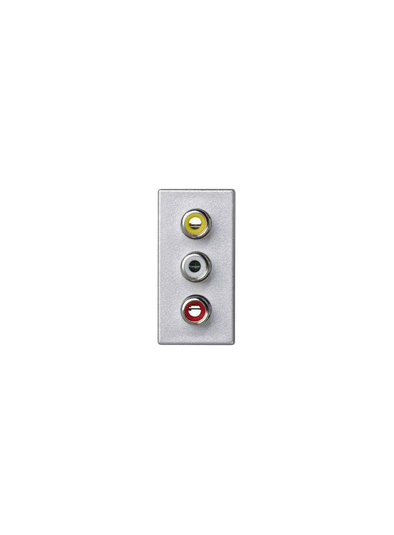 Simon Connect Płytka K45/2 złącz 3x RCA (CINCH) 225x45mm + wkłady zaciski śrubowe aluminium K105B/8 KONTAKT
