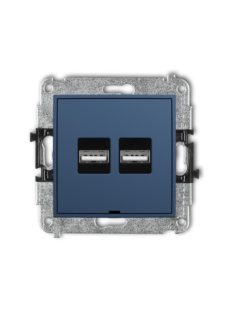 MINI Ładowarka USB podwójna 2xUSB A, 15,5W max., 5V, 3.1A, bez pola opisowego navy blue 64MCUSBBO-6 KARLIK