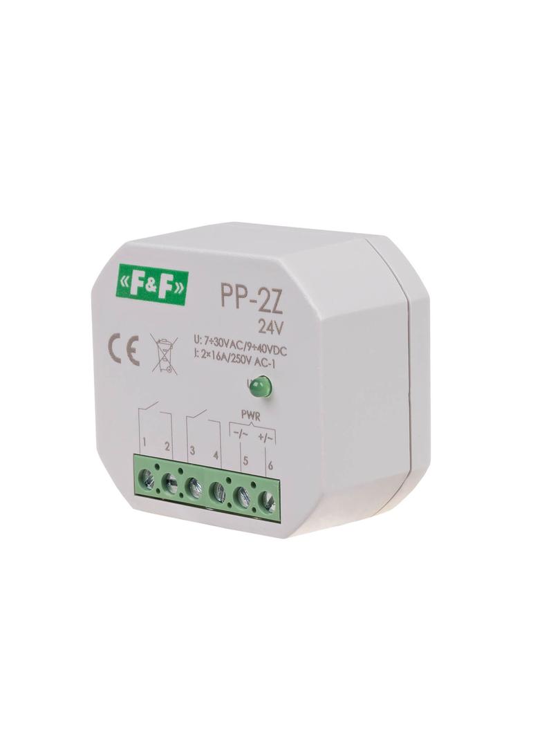 Przekaźnik elektromagnetyczny 2Z 16A montaż podtynkowy w obud.PDT U=7-30VAC / 9-40VDC PP-2Z-24V F&F