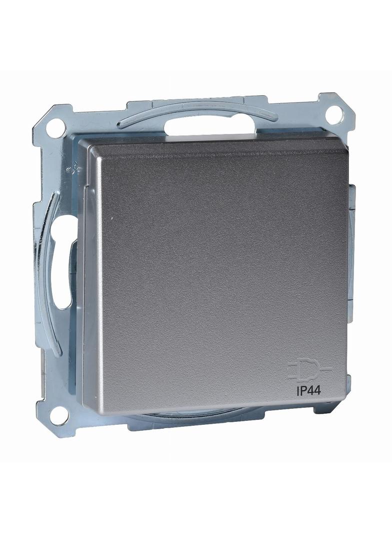 Gniazdo wtykowe SCHUKO z klapką i przesłoną, IP44, b.śrub., alu, Sys M