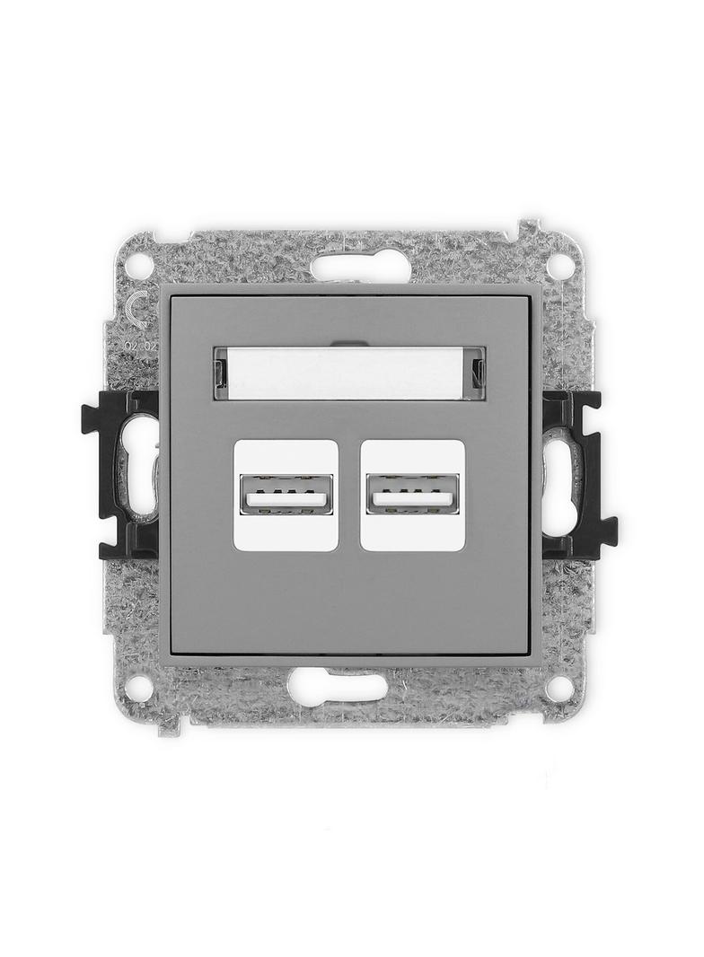 MINI Ładowarka USB podwójna 2xUSB A, 15,5W max., 5V, 3.1A szary mat 27MCUSB-6 KARLIK