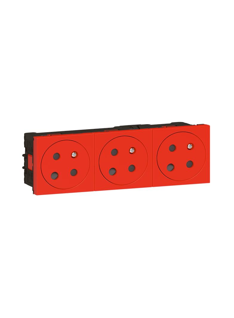 Mosaic Gn 3x2P+Z Z Blokadą Podłącz Przez Zaciski Automatyczne-6 Modułów Czerwone 16A-250V 077153L LEGRAND