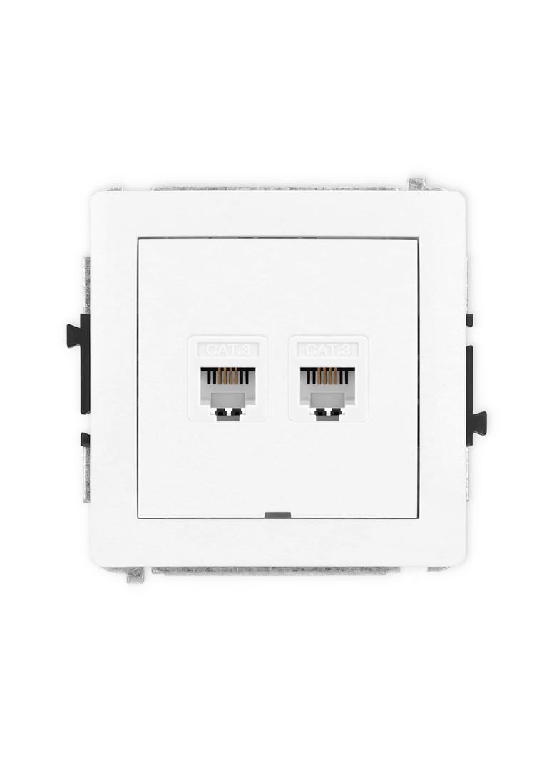 DECO Mechanizm gniazda telefonicznego podwójnego 2xRJ11, 4-stykowy, beznarzędziowe, bez pola opisowe
