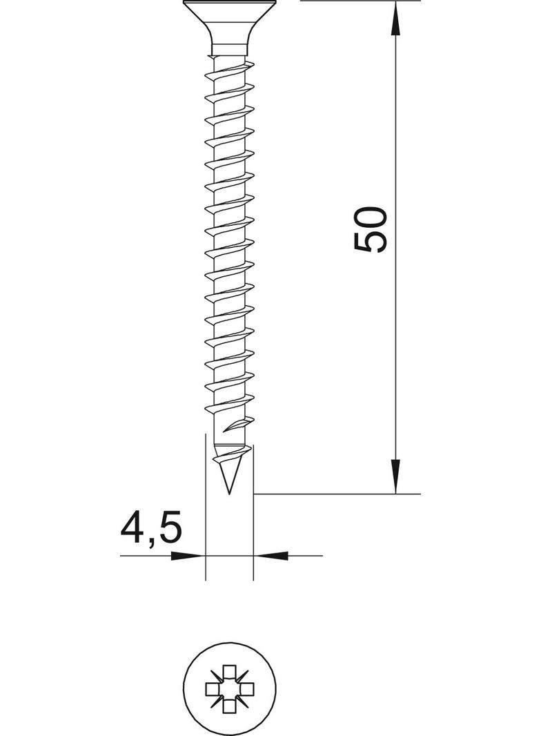 ŚRUBA SPRINT Z ŁB.WPUSZ.4,5X50