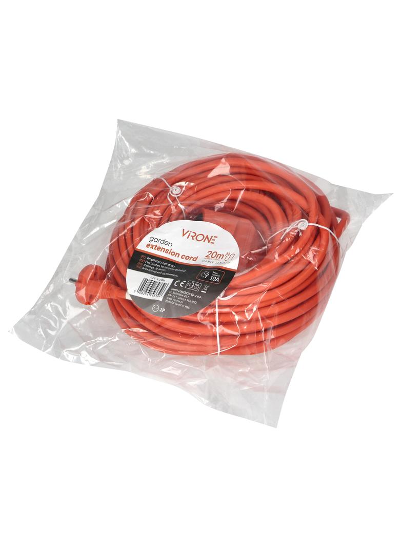 Przedłużacz PVC IP20 20m 1x2P, H03VV-F 2x1mm2