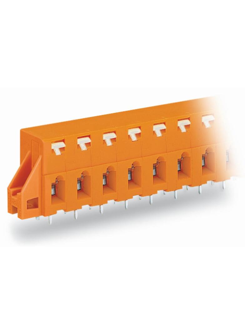 listwa przepustowa do p. drukowanych 5-bieg. pomarańczowa raster 7,62 mm