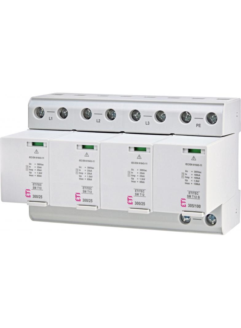 ETITEC SM T12 300/25 3+1 Ogranicznik przepięć Typ1,T2 (kl.B,C) - bez prądu upływu