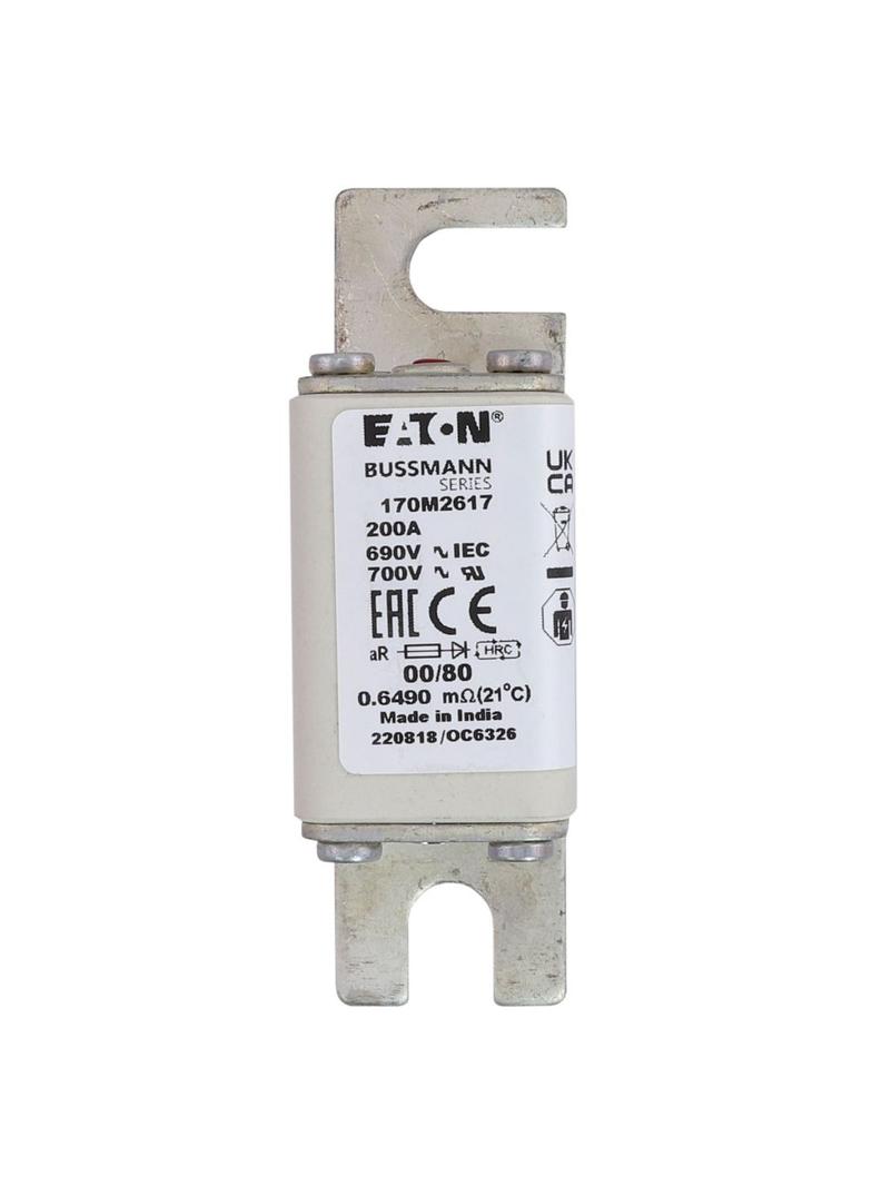 200A 690V aR 00/80 SQ. BODY IND. FUSE Wkładka szybka 200A AC 690V DIN 00 30x51x100 mm aR, 170M2617 E