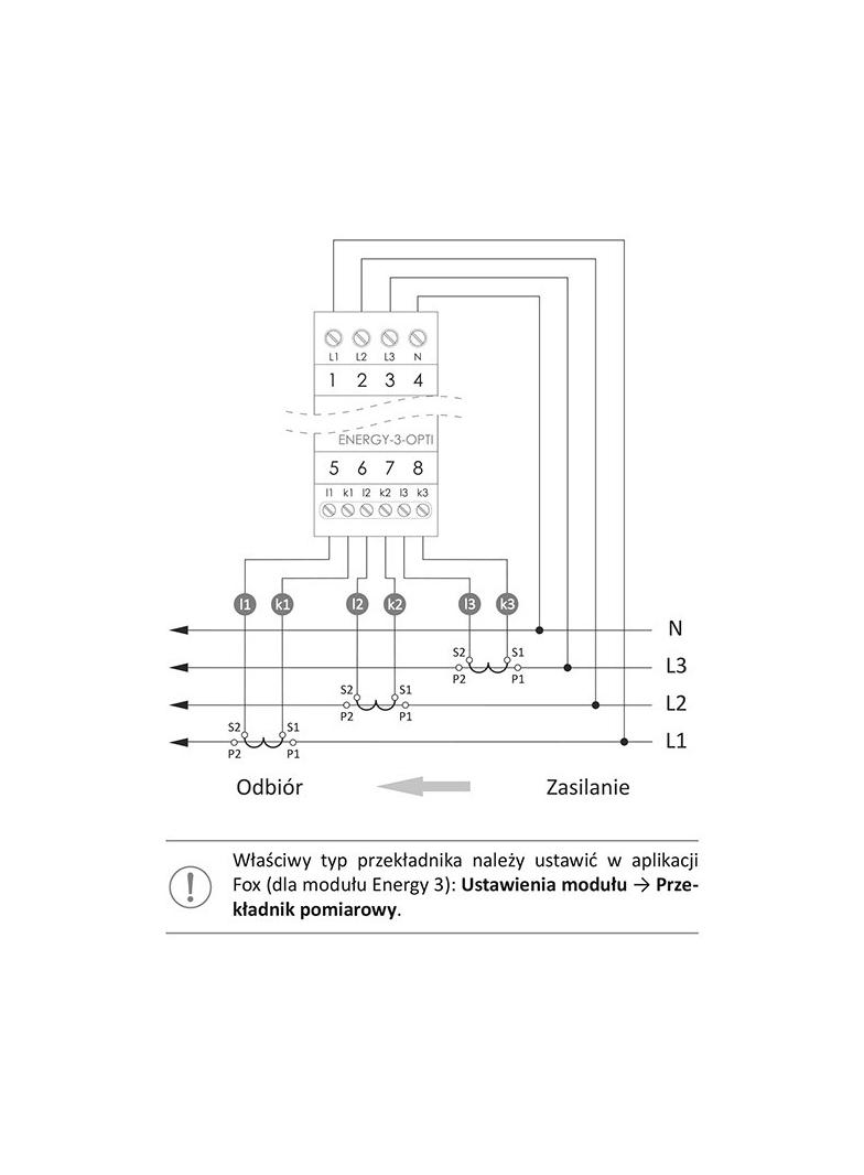 Monitor energii elektrycznej z wbudowaną anteną wewnętrzną WI-FI 3F+N WI-MEF3-OPTI-200 WI-MEF-3-OPTI-200 F&F