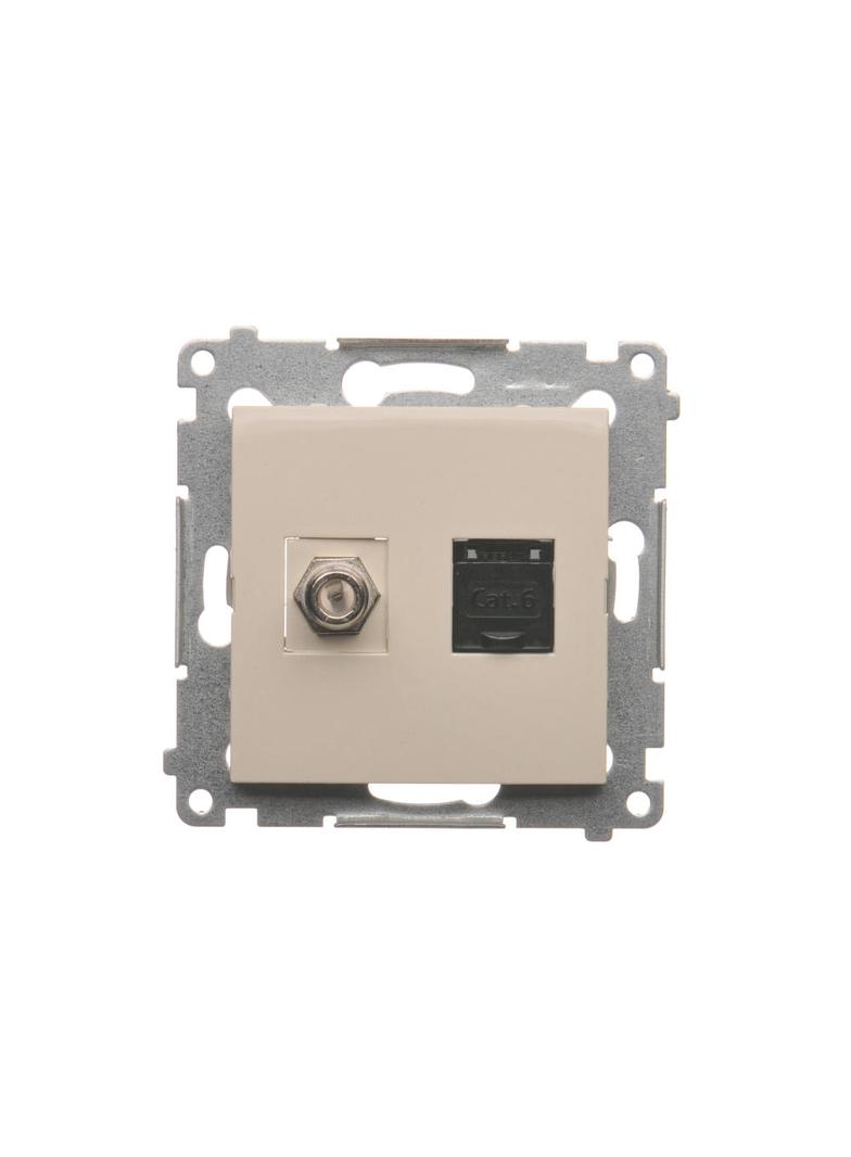 Simon 54 Gniazdo antenowe typu ''F'' + RJ45 kat.6 kremowy DASFRJ45.01/41 KONTAKT