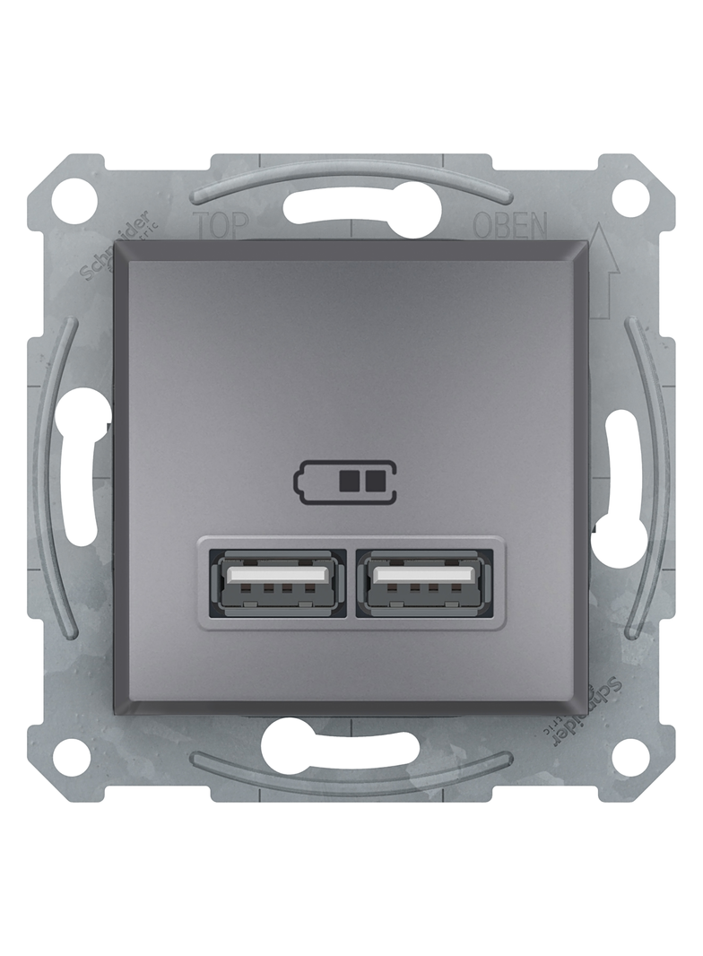 Asfora, gniazdo ładowarki USB 2.1A, bez ramki, stal