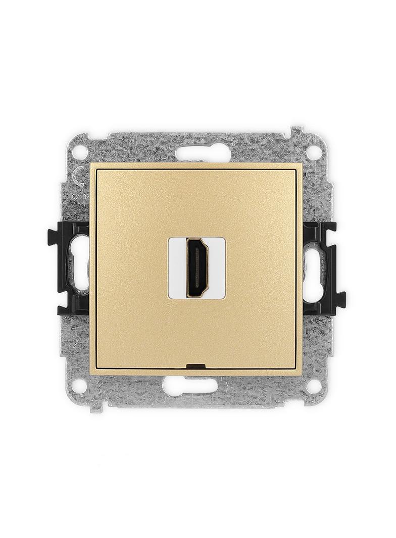 ICON Mechanizm gniazda pojedynczego HDMI 2.0, bez pola opisowego złoty