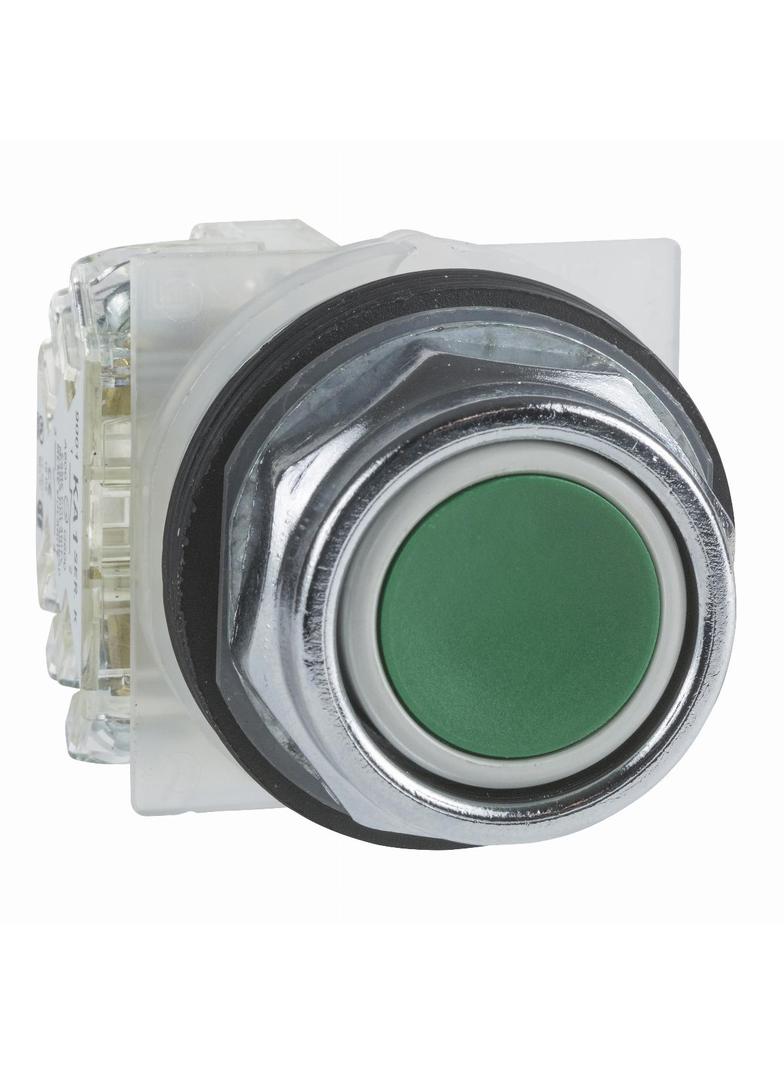 Harmony 9001K Przycisk kryty O30 zielony 2 pozycyjny samopowrotny 1 NO metalowy ośmiokątny