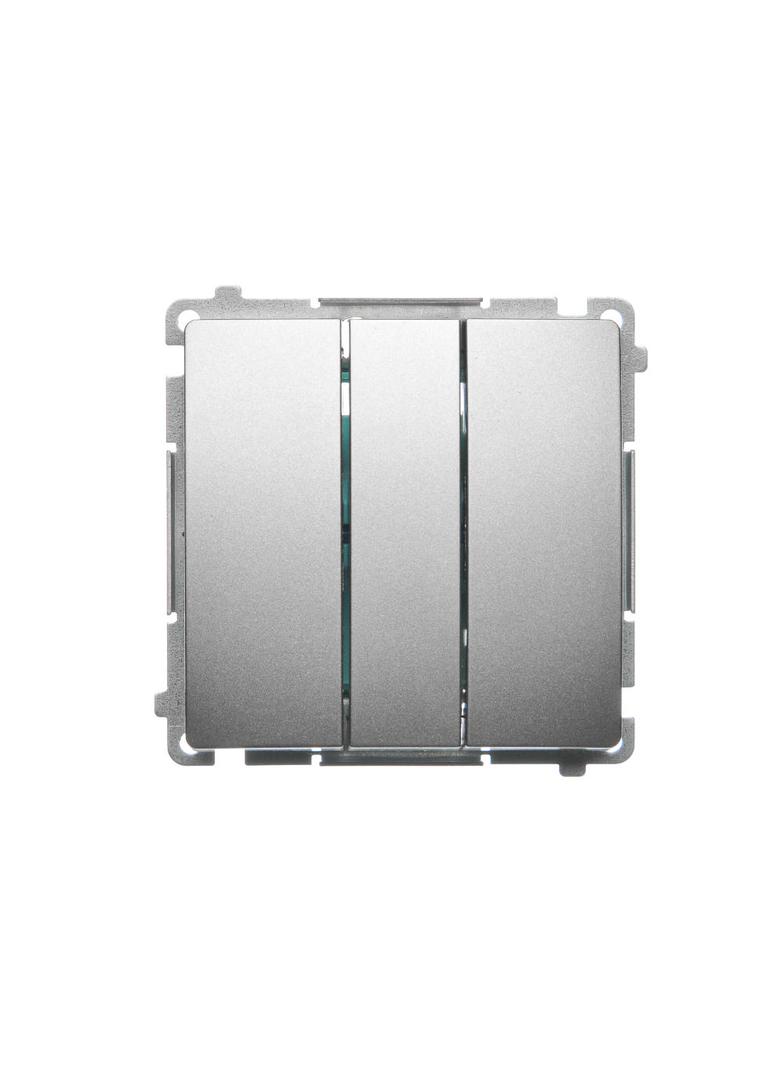 Simon Basic Przycisk potrójny z podświetleniem LED 10A szybkozłączka satynowy