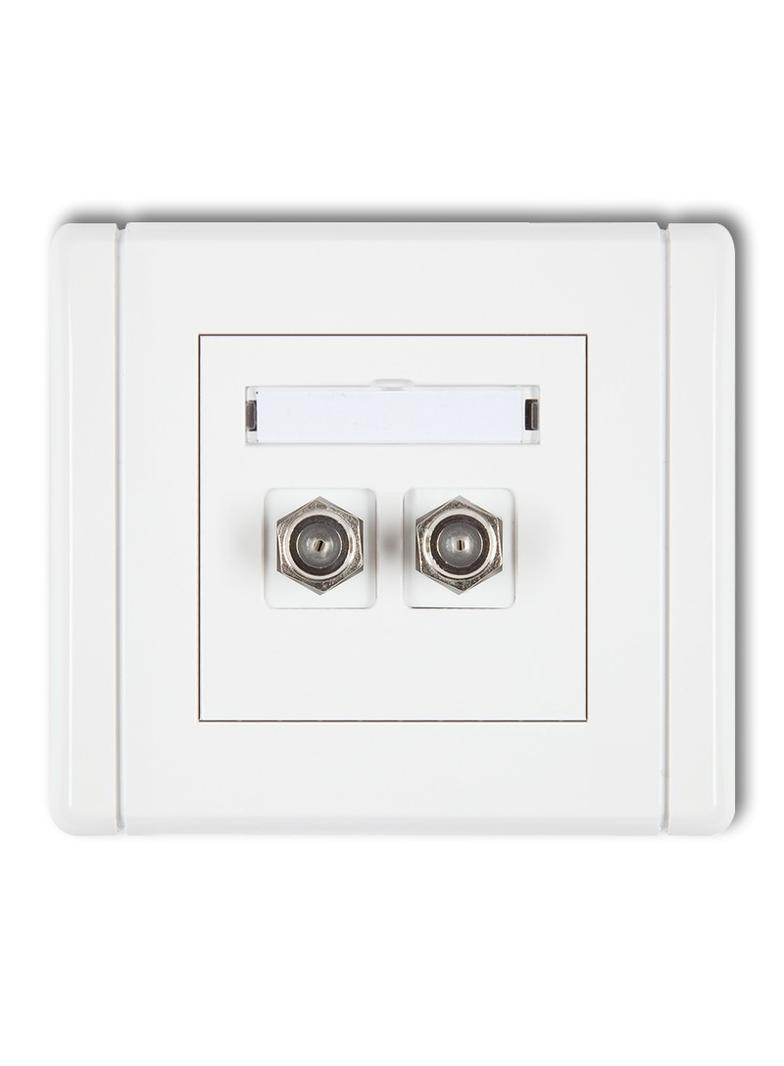 FLEXI Gniazdo antenowe podwójne typu F (SAT) pozłacane biały