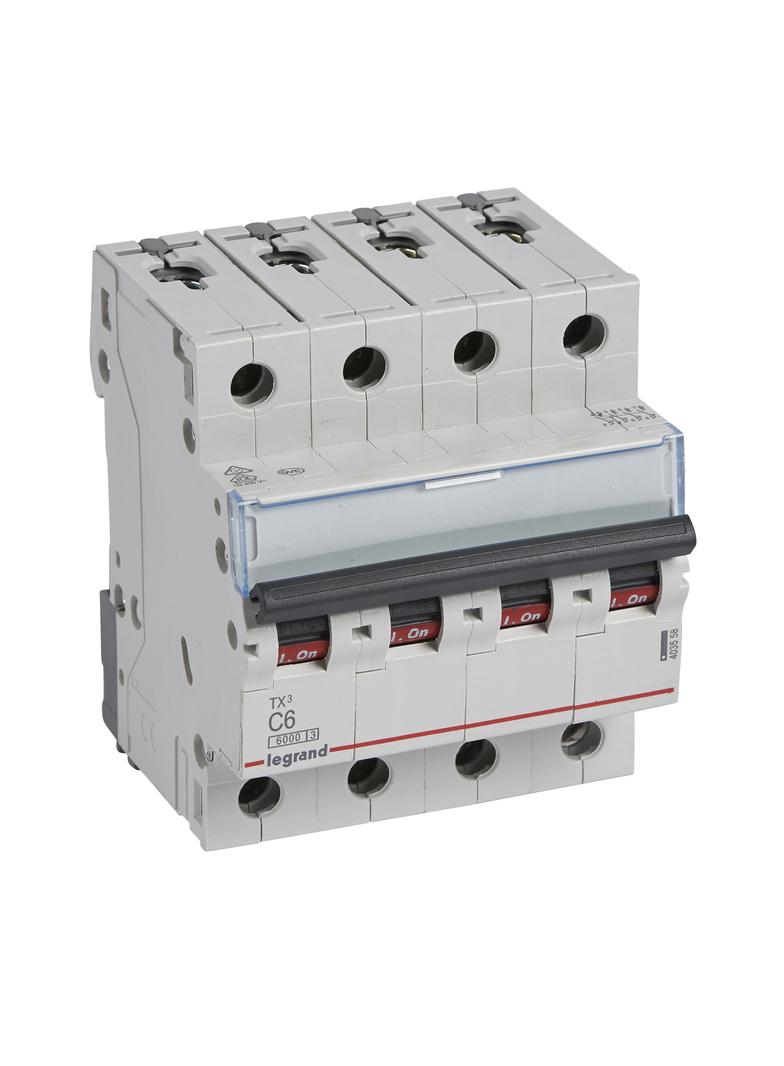 WYŁĄCZNIK NADPRĄDOWY S 304 4P C 6A 6000A SERII TX3, Legrand