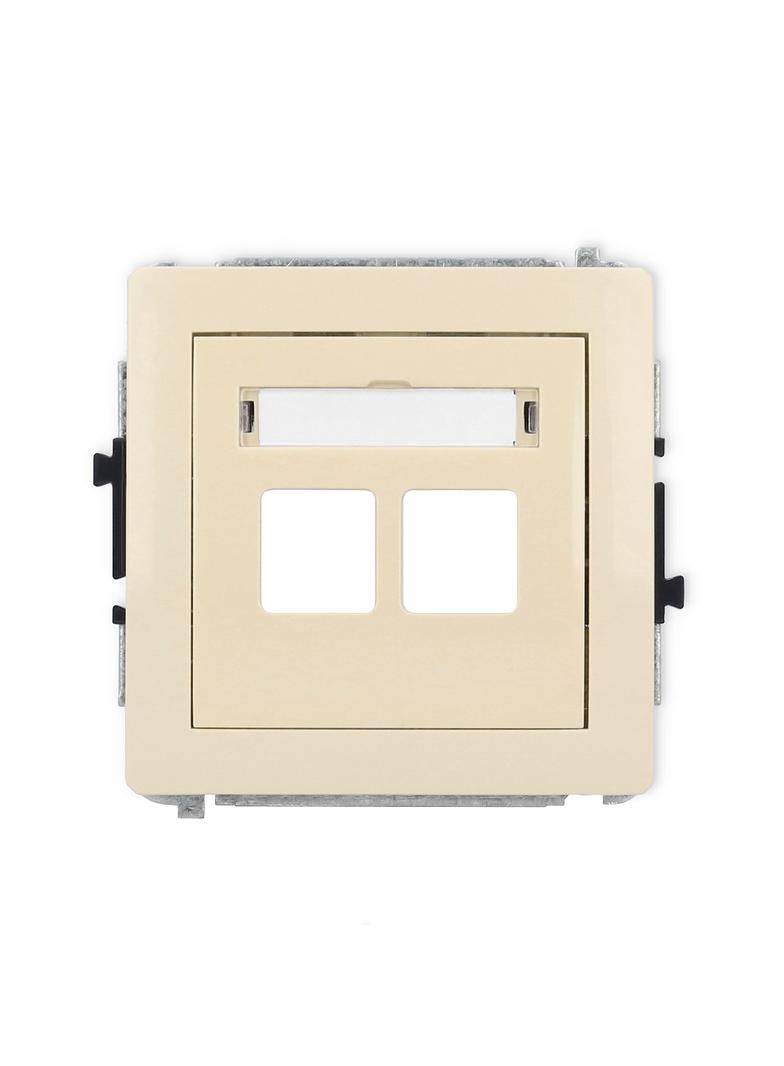 DECO Mechanizm gniazda multimedialnego podwójnego bez modułu (standard Keystone) beżowy