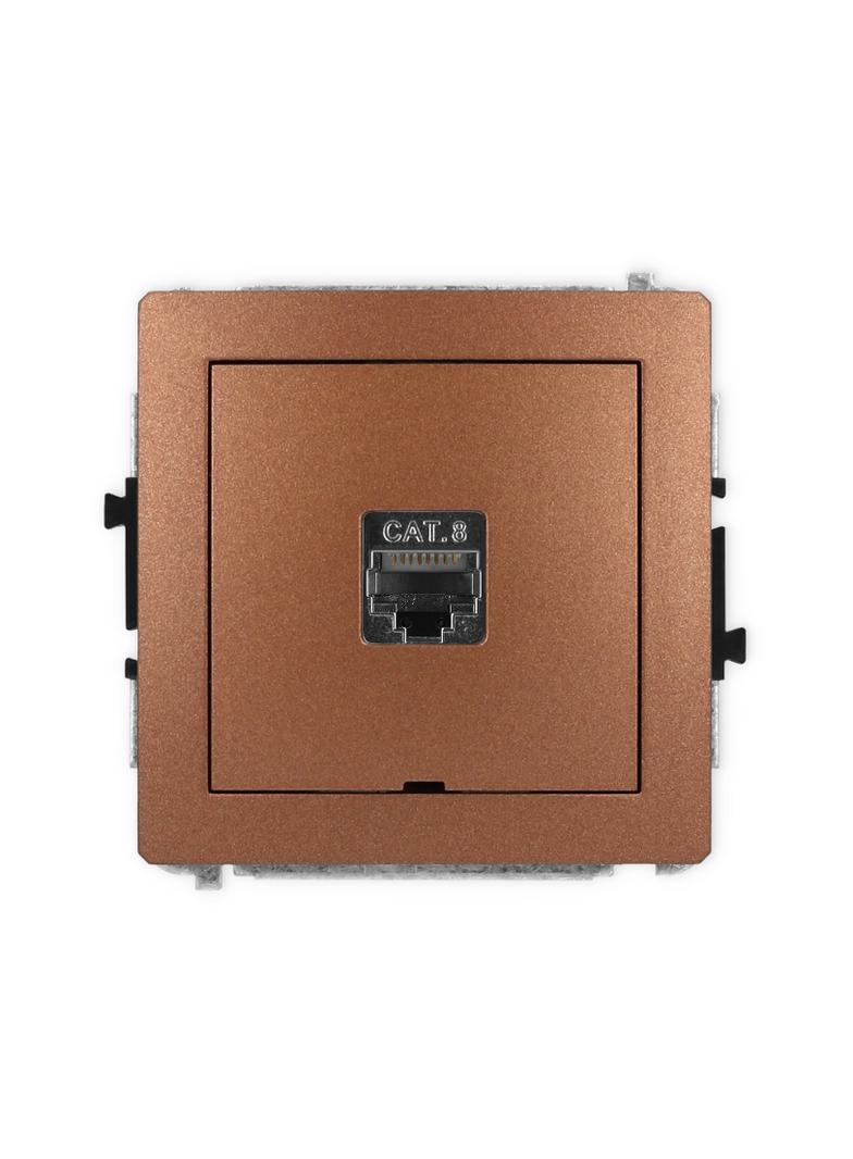 DECO Mechanizm gniazda komputerowego pojedynczego 1xRJ45, kat. 8, ekranowany, 8-stykowy, bez pola op