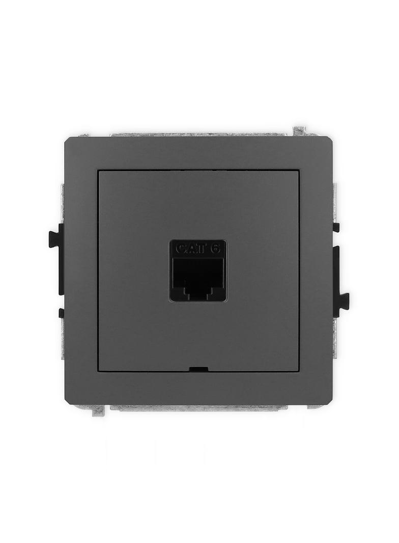 DECO Mechanizm gniazda komputerowego pojedynczego 1xRJ45, kat. 6, 8-stykowy, bez pola opisowego graf