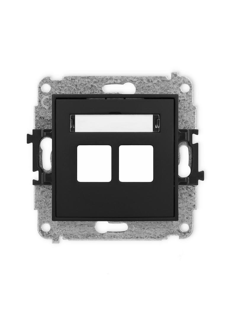 MINI Mechanizm gniazda multimedialnego podwójnego bez modułu (standard Keystone) czarny mat