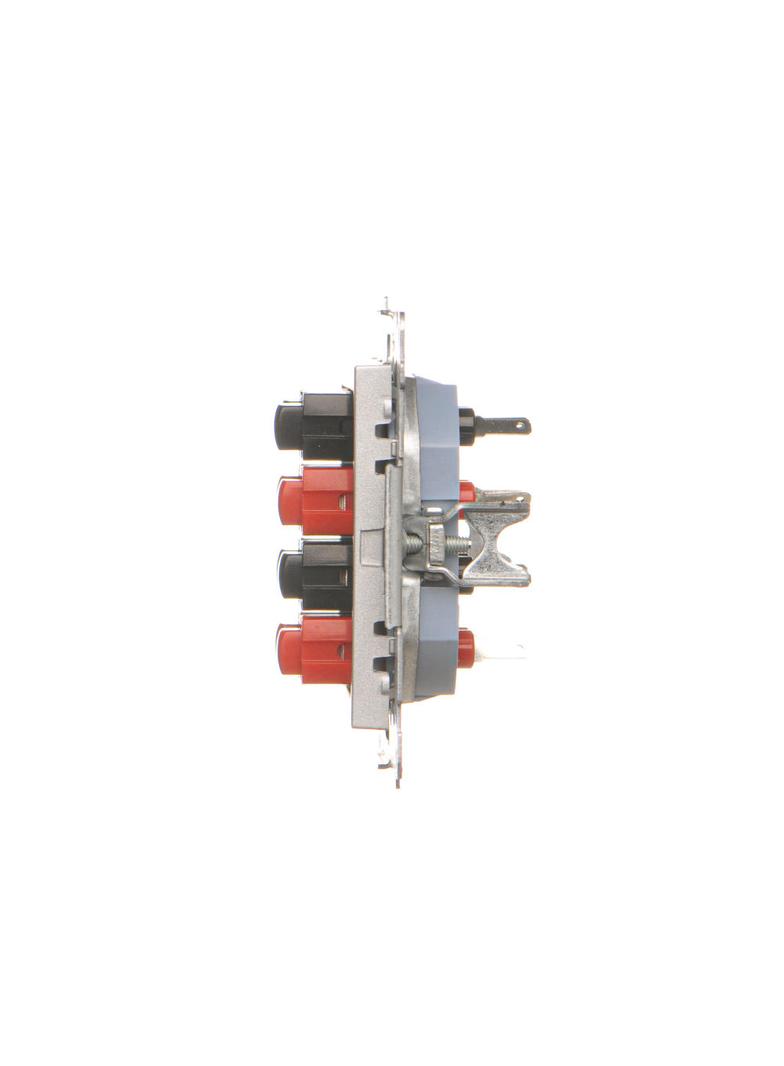 Simon 55 Gniazdo głośnikowe poczwórne 4-krotne Przekrój przewodów dla wejścia i wyjścia 2,5 mm2 Aluminium mat TGL4.01/143 KONTAKT