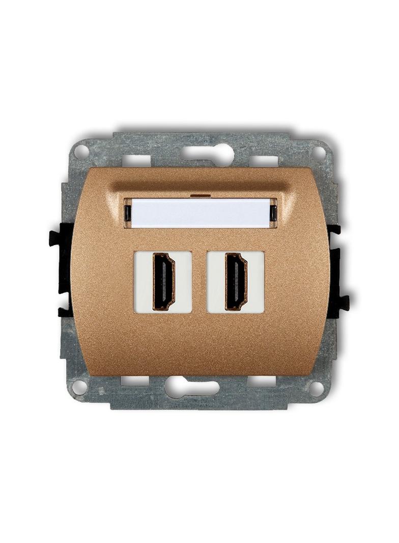 TREND Mechanizm gniazda podwójnego HDMI 2.0 złoty metalik