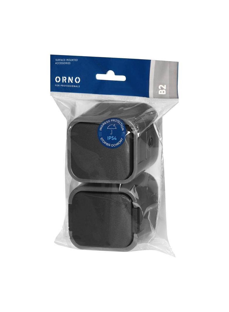 Łącznik natynkowy jednobiegunowy + Gniazdo pojedyncze 2P+Z B2, IP54, GWN-B2, szary/czarny OR-OE-7807/GB ORNO