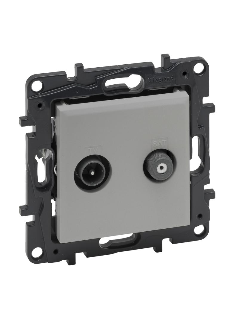 Niloe Step - gniazdo TV-SAT końcowe do instalacji typu gwiazda, 2 przewody, 1,5 dB- kolor aluminium,