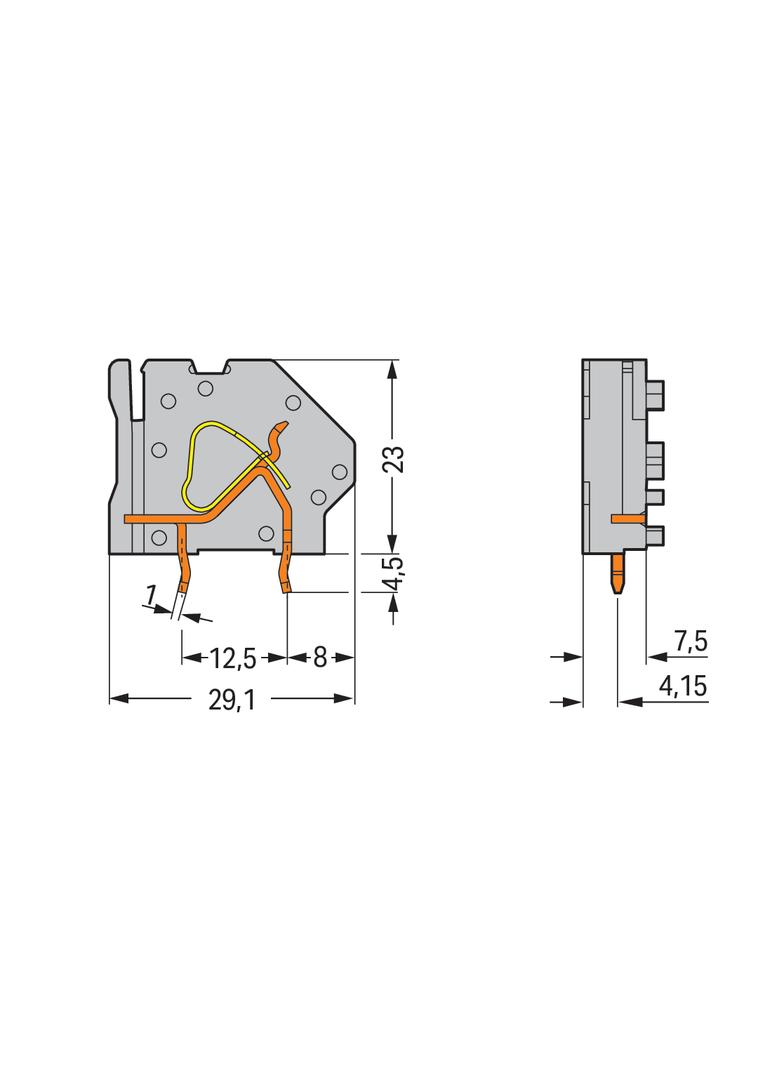 złączka do płytek drukowanych jasnoszara raster 7,5 mm /50szt./ WAGO