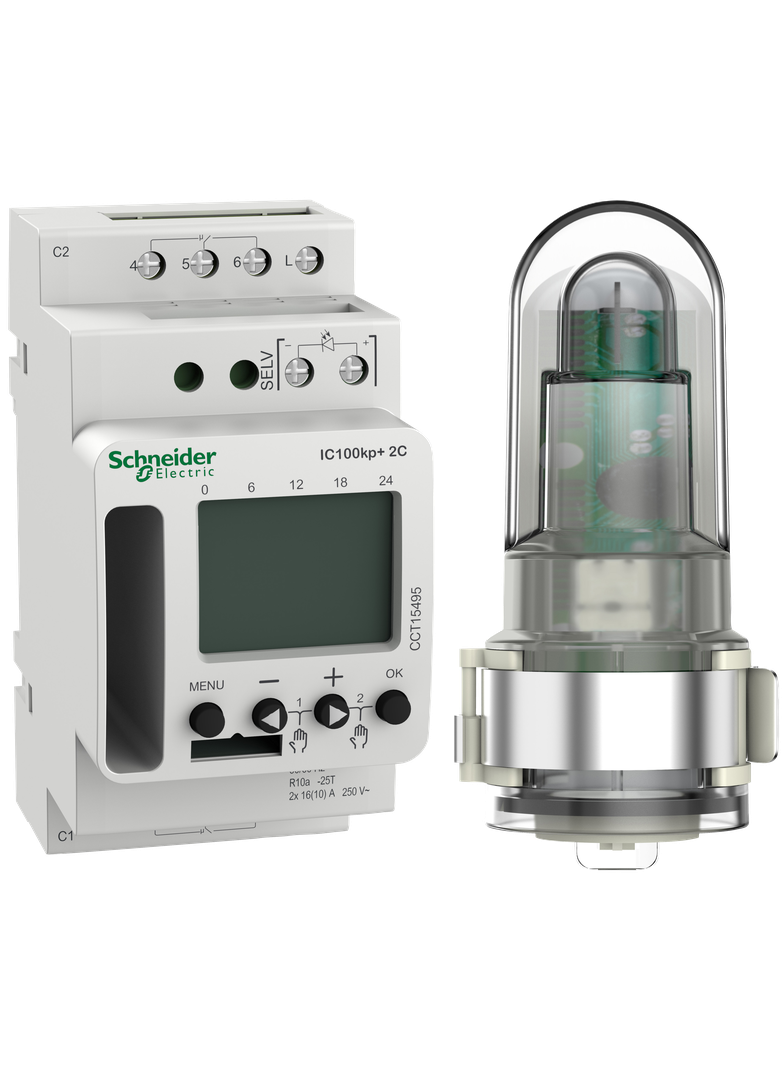 Cyfrowy, programowalny czasowo, łącznik zmierzchowy IC100kp+ SMART, 2-kanałowy