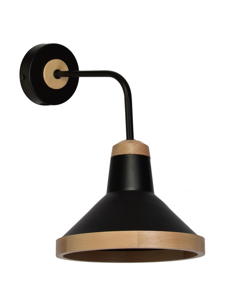 MILAGRO Kinkiet SALMA BLACK / WOOD 1xE27 60W