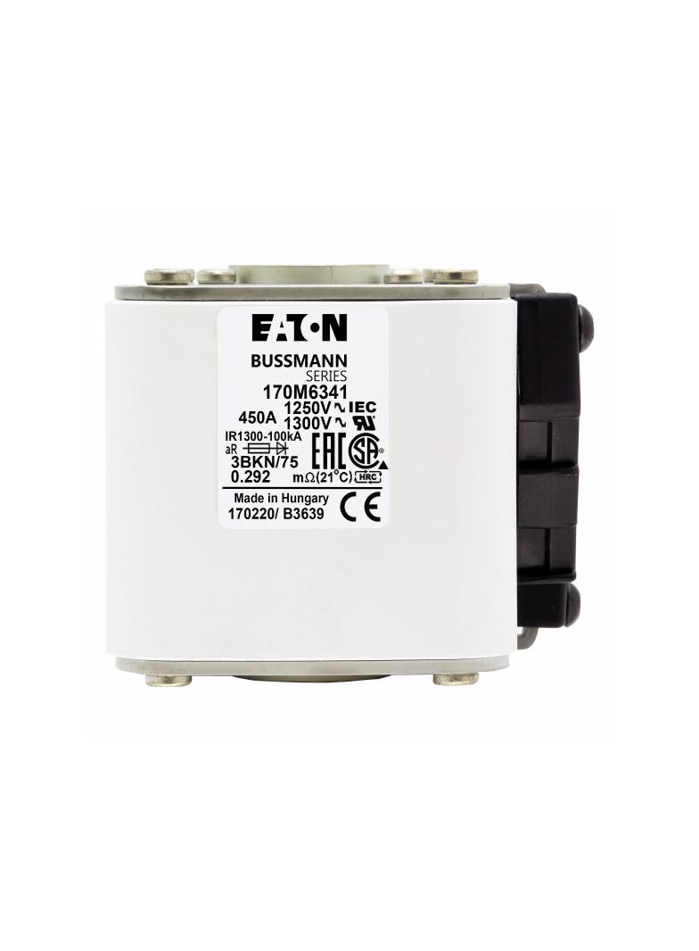 FUSE 450A 1250V 3BKN/75 AR CU Wkładka szybka 450A AC 1250V rozmiar 3 76x92x76 mm aR IEC UL 170M6341