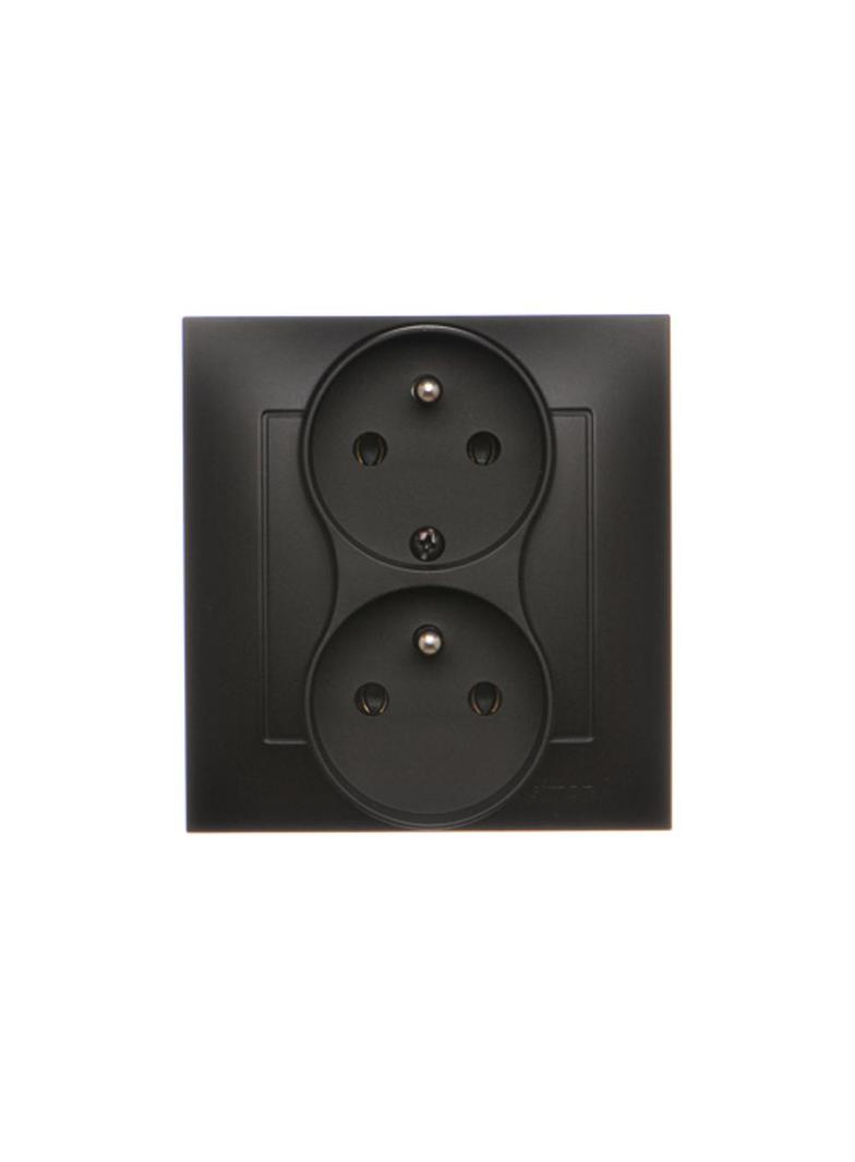 Simon 54 Gniazdo z/u podwójne z funkcją niezm. faz16A z. śrub. monoblok czarny