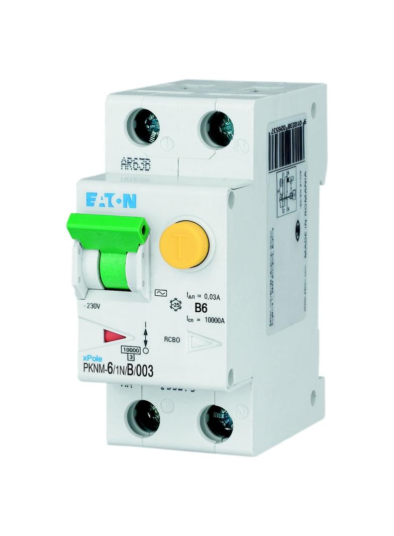 Wyłącznik różnicowo-nadprądowy 2P 6A B 0,03A typ AC PKNM 6/1N/B/003 236007 EATON