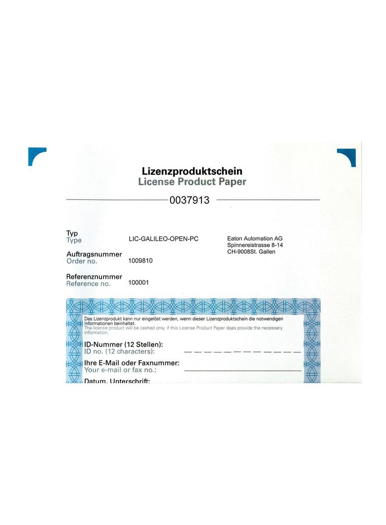 LIC-GALILEO-OPEN-PC Licencja na system Galileo na komputer PC dowolnego producenta 140385 EATON