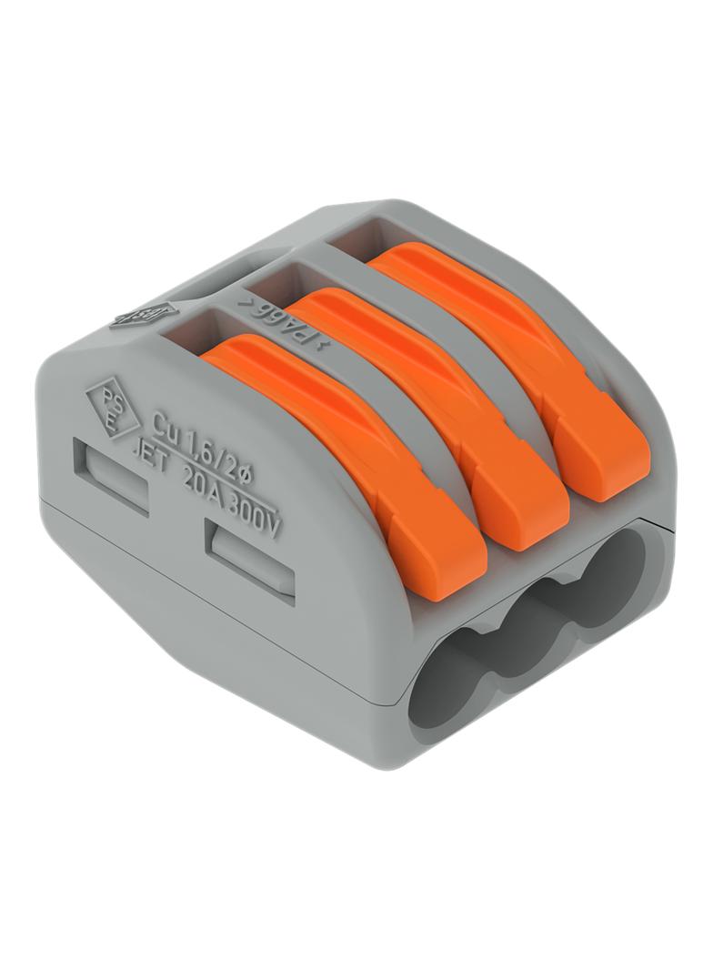 Szybkozłączka z dźwignią 3x 0,08‑4mm2 jasnoszary 222‑413 /50szt./ WAGO