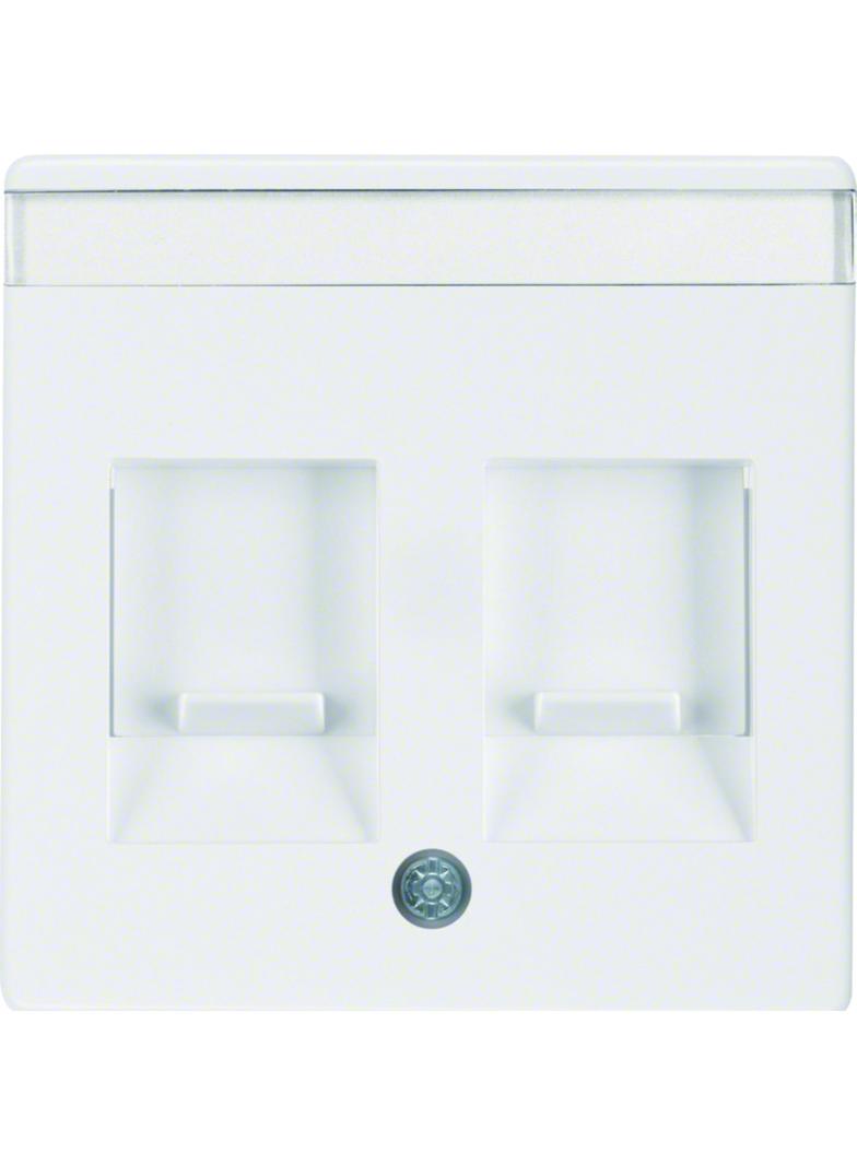 BERKER Q.x Płytka czołowa podwójna zasuwa chroniące przed kurzem pole opisowe biały aksamit 11816089