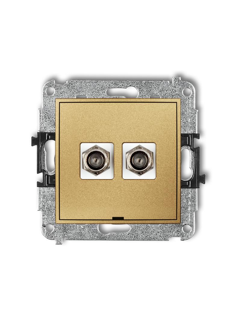ICON Mechanizm gniazda antenowego podwójnego typu F (SAT) niklowany, bez pola opisowego złoty